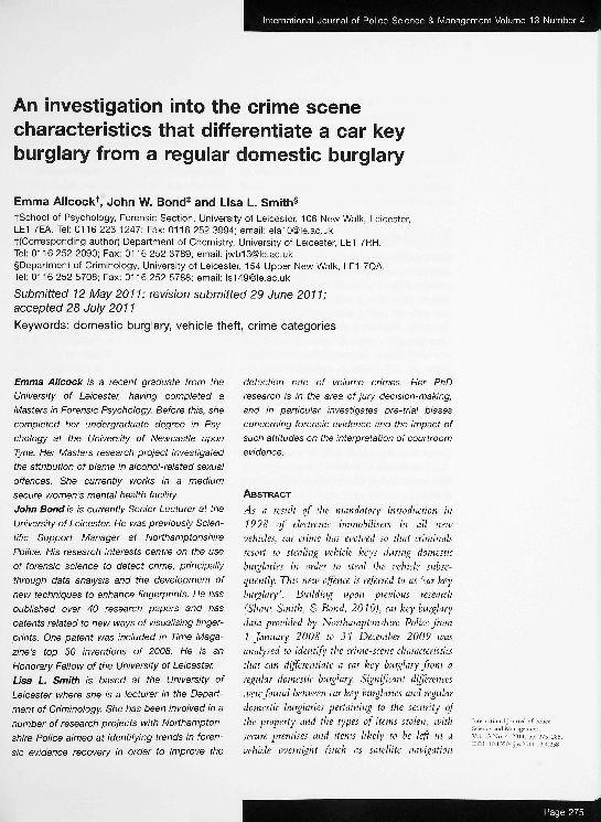 (PDF) An investigation into the crime scene characteristics that ...