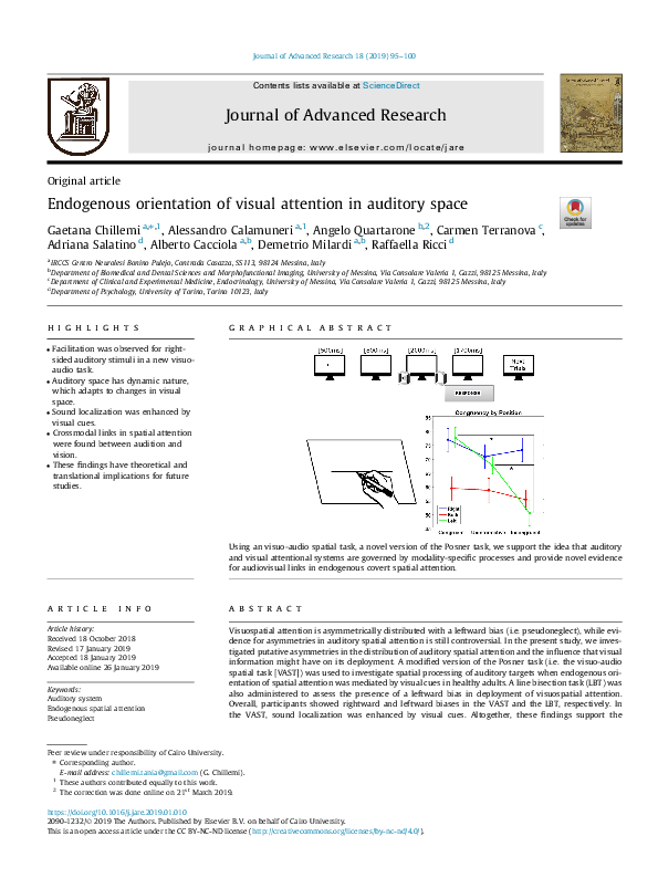 (PDF) Endogenous orientation of visual attention in auditory space
