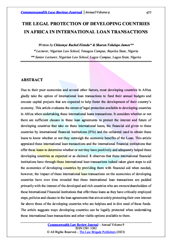 (PDF) The Legal Protection of Developing Countries in Africa in ...