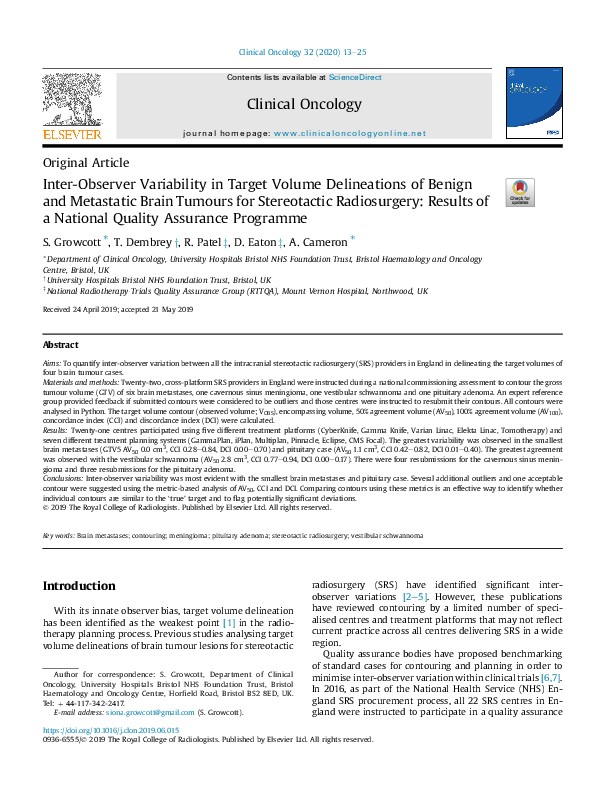 (PDF) Inter-Observer Variability in Target Volume Delineations of ...