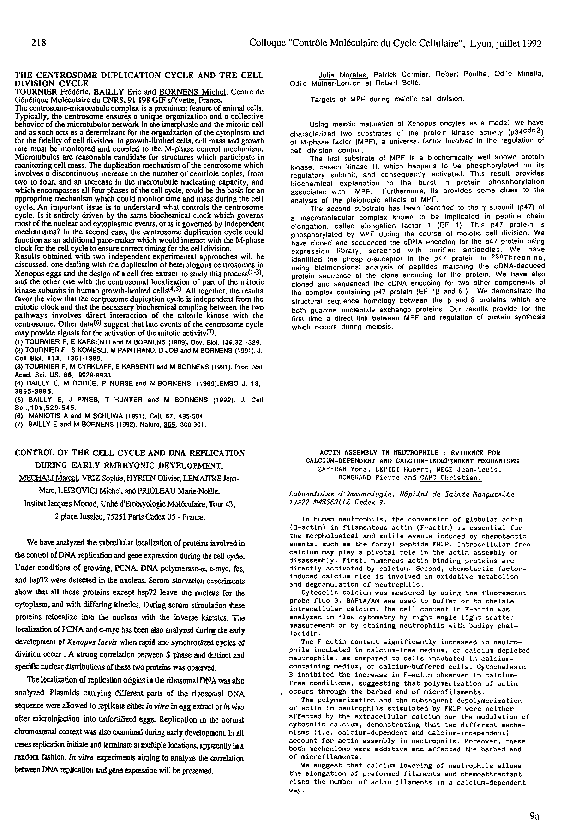 (PDF) Control of the cell cycle and DNA replication during early ...