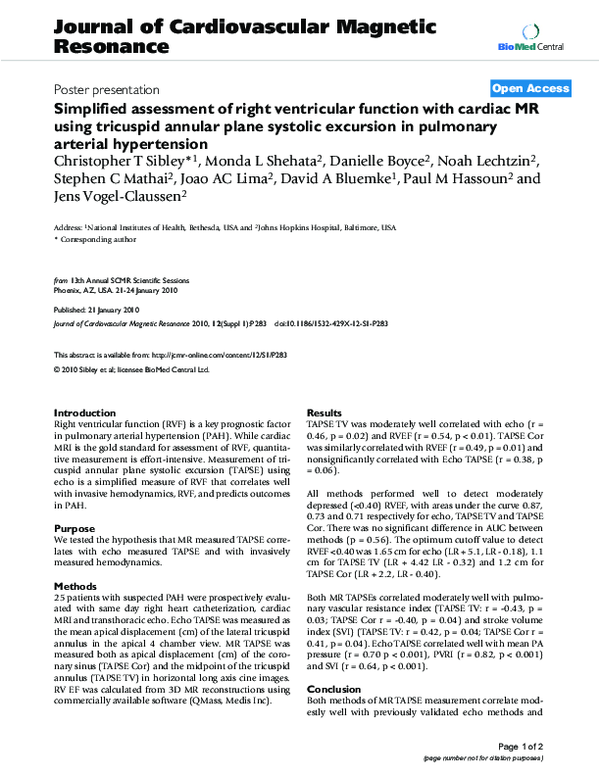 (PDF) Simplified assessment of right ventricular function with cardiac ...