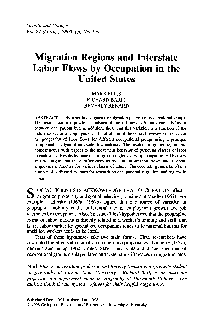 (PDF) Migration Regions and Interstate Labor Flows by Occupation in the ...