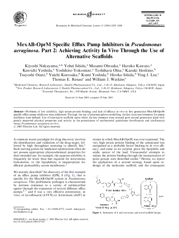 (PDF) MexAB-OprM specific efflux pump inhibitors in Pseudomonas ...