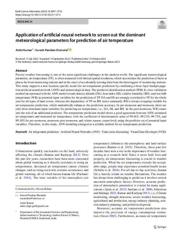 (PDF) Application of artificial neural network to screen out the ...