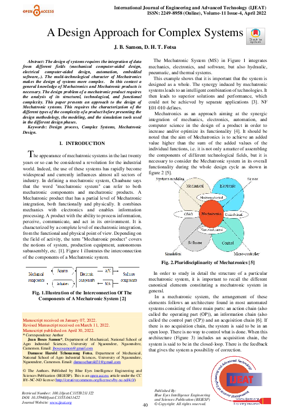 (PDF) A Design Approach f or Complex Systems