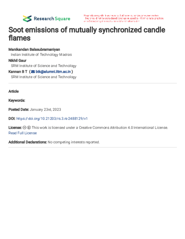 (PDF) Soot emissions of mutually synchronized candle flames