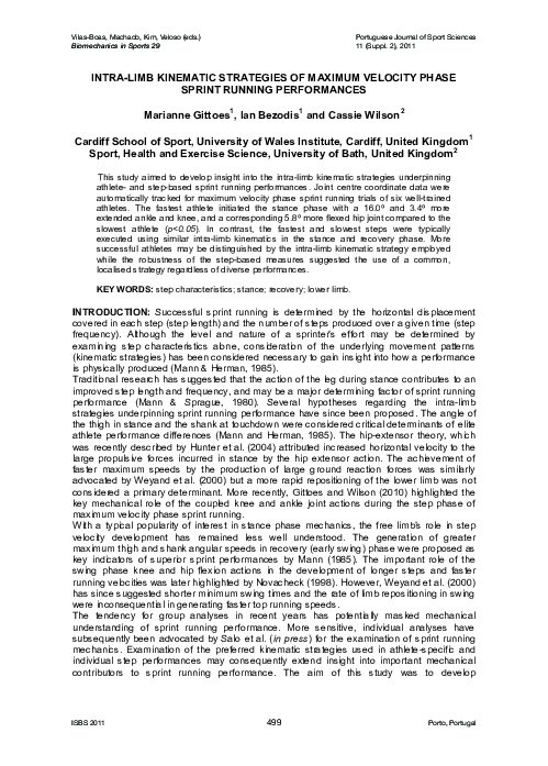 (PDF) Intra-Limb Kinematic Strategies of Maximum Velocity Phase Sprint ...