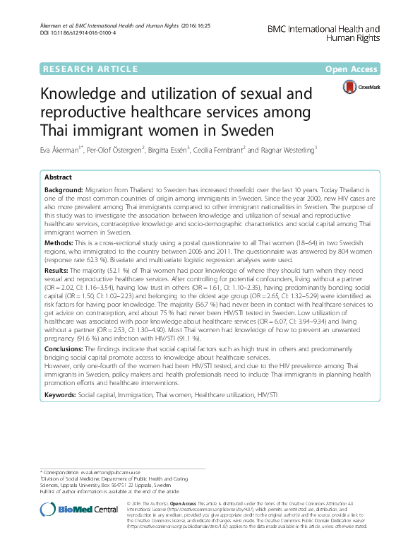 (PDF) Knowledge and utilization of sexual and reproductive health ...
