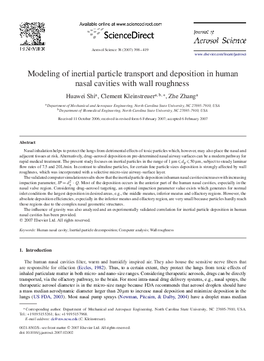 (PDF) Modeling of inertial particle transport and deposition in human ...