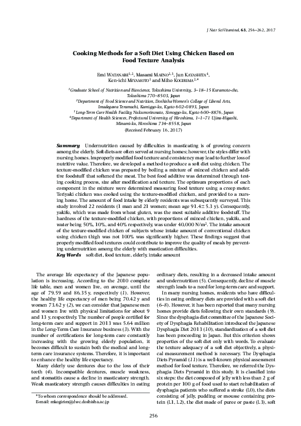 (PDF) Cooking Methods for a Soft Diet Using Chicken Based on Food ...