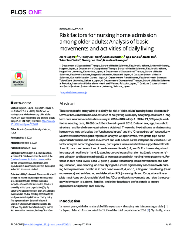 (PDF) Risk factors for nursing home admission among older adults ...