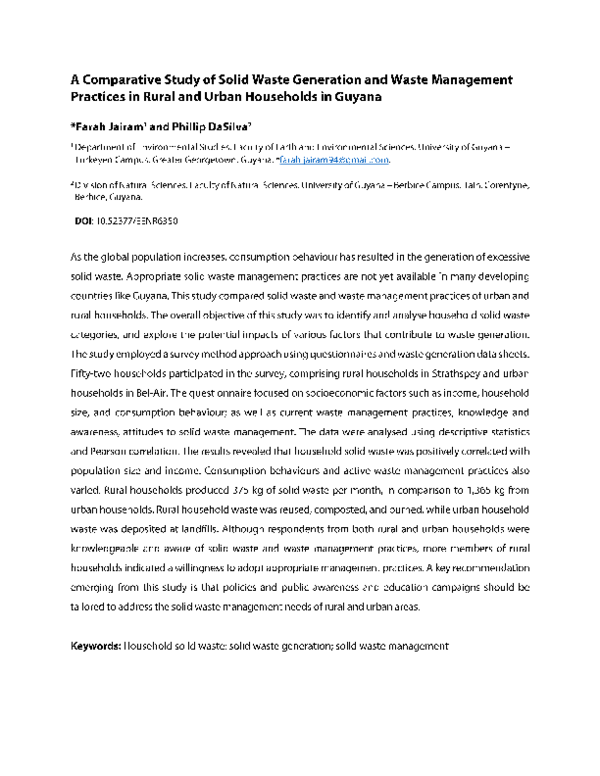 (PDF) A Comparative Study of Solid Waste Generation and Waste ...