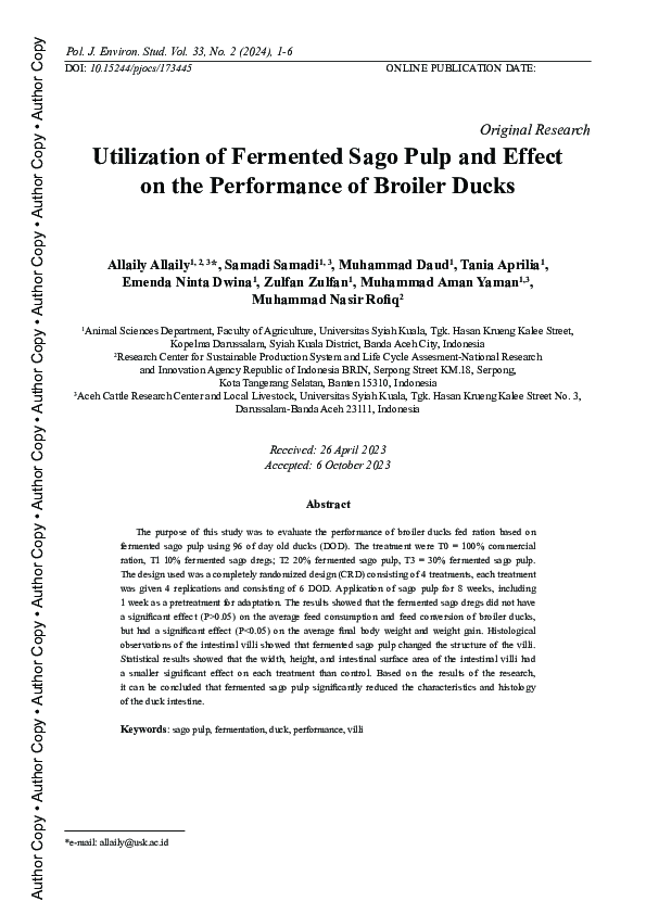 (PDF) Utilization of Fermented Sago Pulp and Effect on the Performance ...