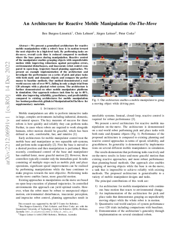 (PDF) An Architecture for Reactive Mobile Manipulation On-The-Move