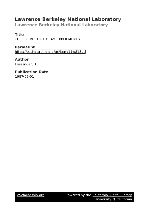 (PDF) The LBL Multiple Beam Experiments