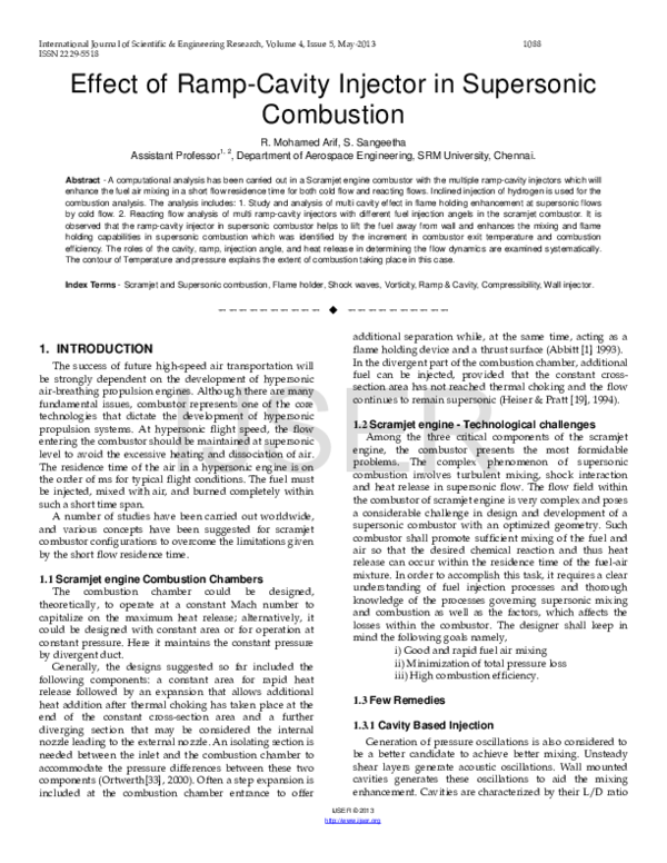 (PDF) Effect of Ramp-Cavity Injector in Supersonic Combustion