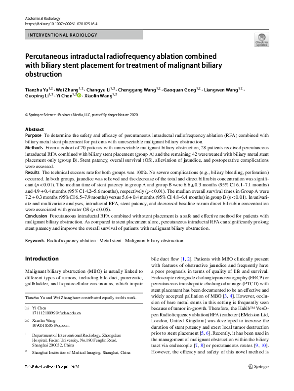 (PDF) Percutaneous Intraductal Radiofrequency Ablation for Clearance of ...