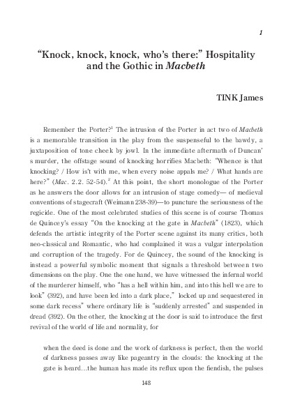 (PDF) 'Knock, Knock, Knock. Who's There? Hospitality and the Gothic in ...