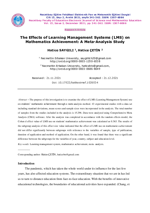 (PDF) The Effects of Learning Management Systems (LMS) on Mathematics ...