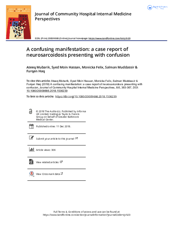 (PDF) A confusing manifestation: a case report of neurosarcoidosis ...