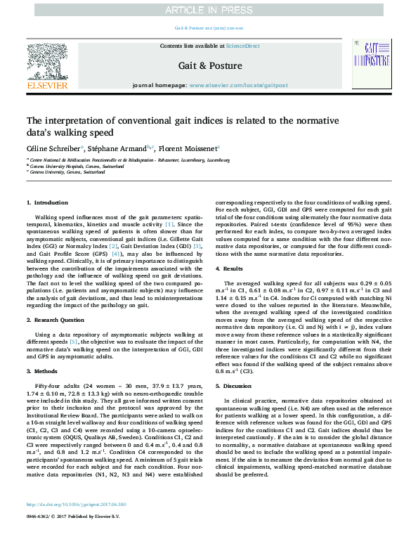 (PDF) The interpretation of conventional gait indices is related to the ...