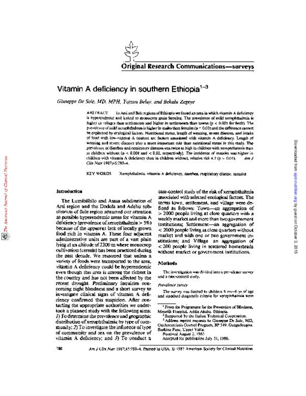 (PDF) Vitamin A deficiency in southern Ethiopia13
