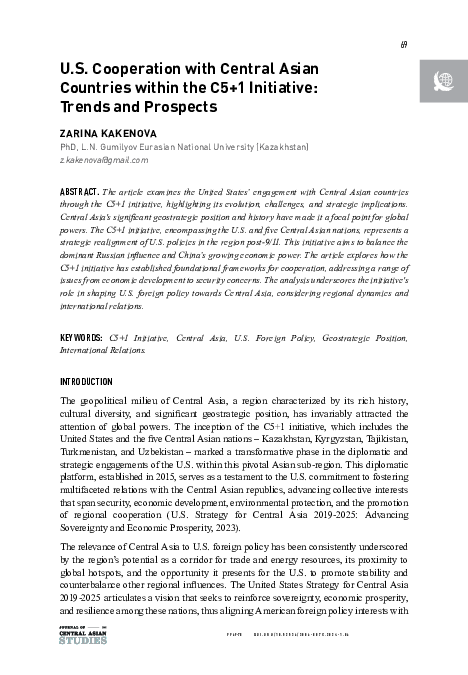 (PDF) U.S. Cooperation with Central Asian Countries within the C5+1 ...
