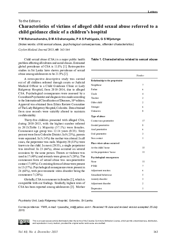 (PDF) Characteristics of victims of alleged child sexual abuse referred ...