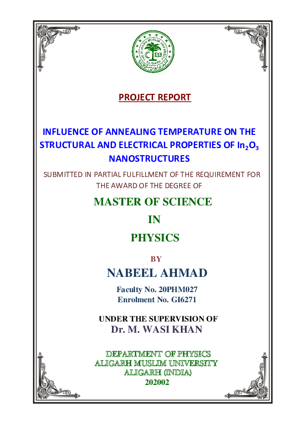 (PDF) INFLUENCE OF ANNEALING TEMPERATURE ON THE STRUCTURAL AND ...