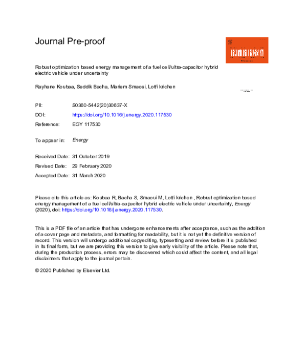 (PDF) Robust optimization based energy management of a fuel cell/ultra ...