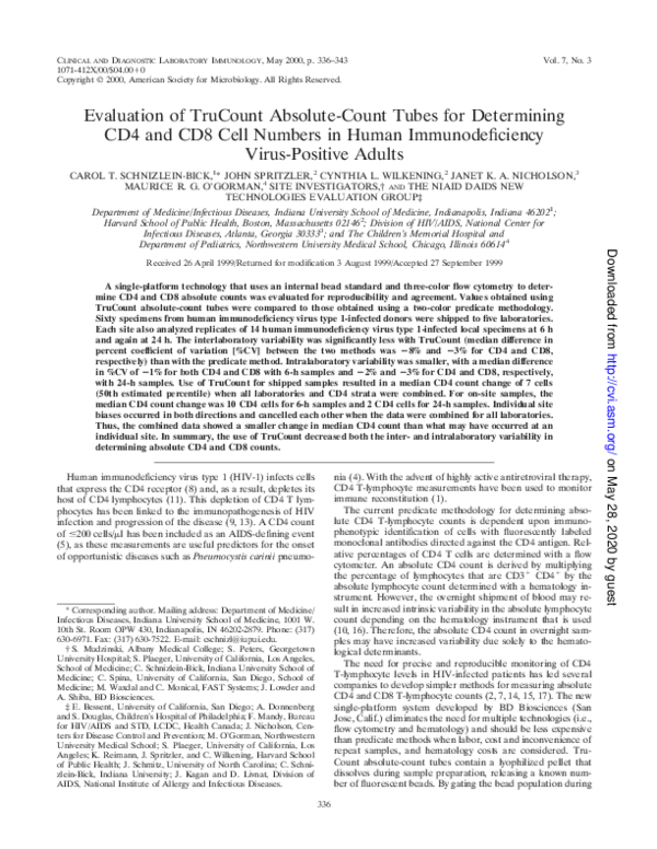 (PDF) Evaluation of TruCount Absolute-Count Tubes for Determining CD4 ...