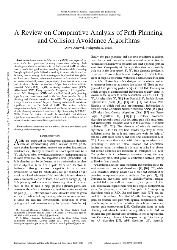 (PDF) A Review On Comparative Analysis Of Path Planning And Collision ...