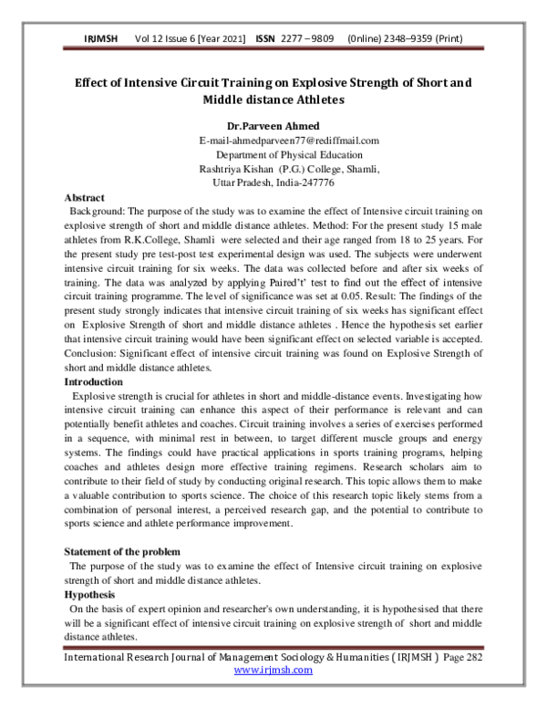 (PDF) Effect of Intensive Circuit Training on Explosive Strength of ...