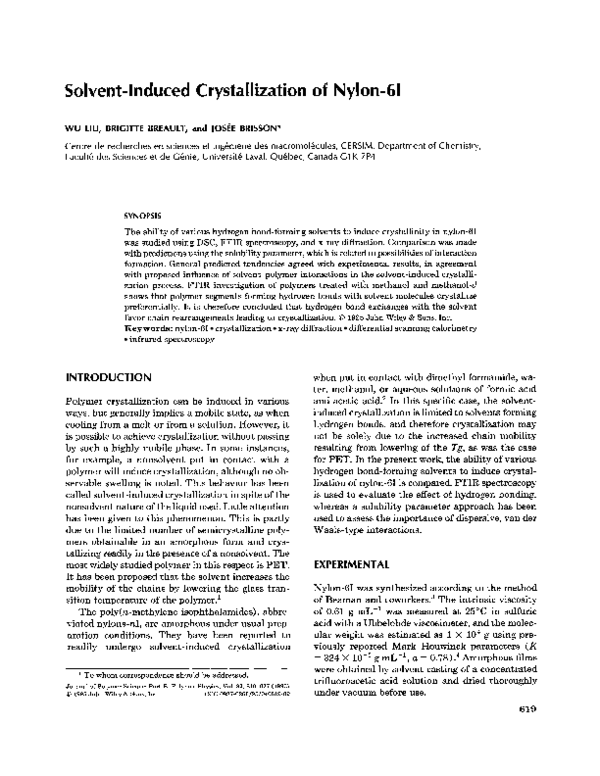 (PDF) Solvent-induced crystallization of nylon-6I