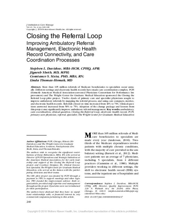 (PDF) Closing the Referral Loop