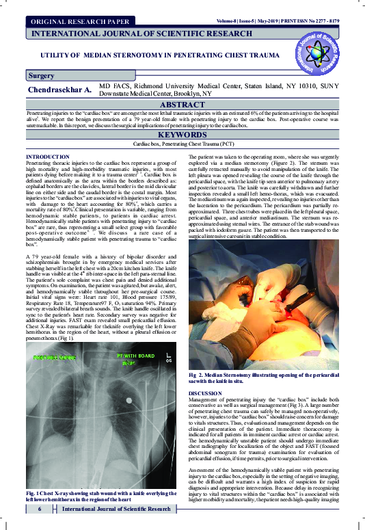 (PDF) Utility of Median Sternotomy in Penetrating Chest Trauma