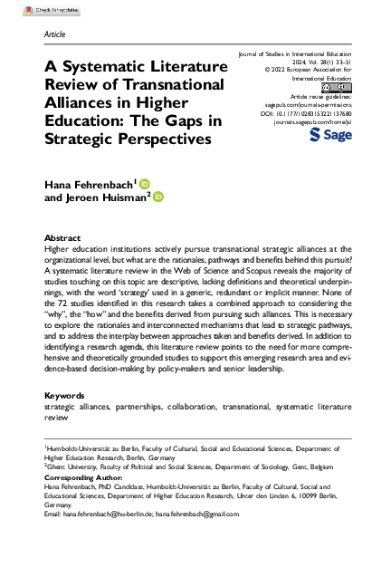 (PDF) A systematic literature review of transnational alliances in ...