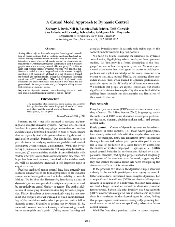 (PDF) A causal model approach to dynamic control