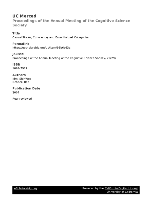 (PDF) Causal status, coherence, and essentialized categories
