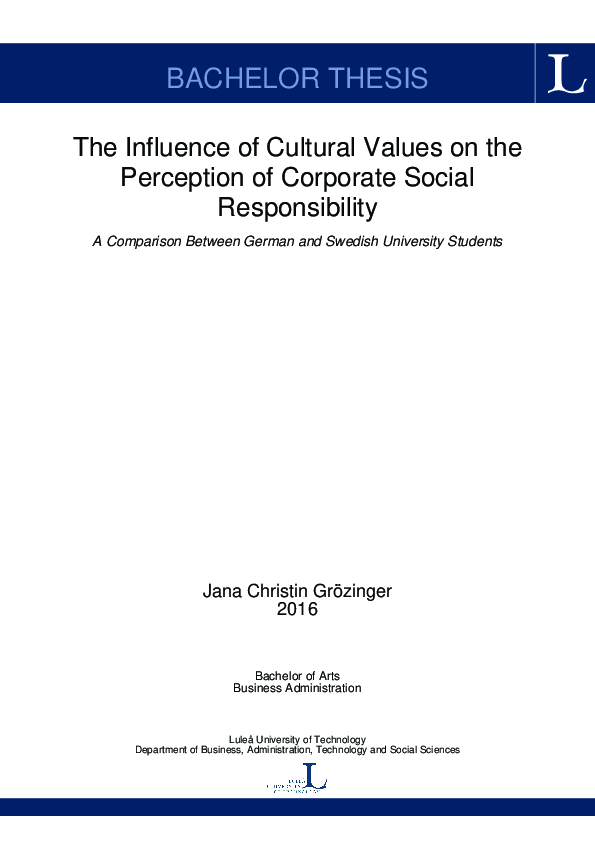 (PDF) The Influence of Cultural Values on the Perception of Corporate ...
