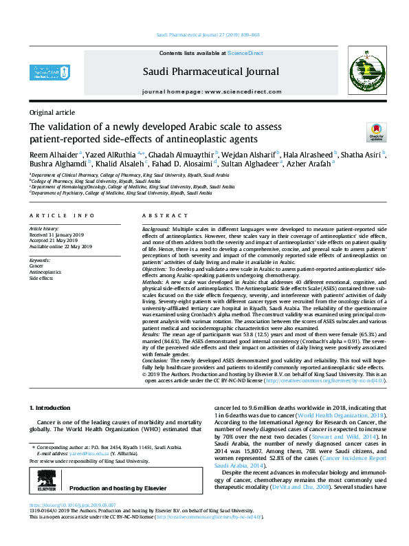 (PDF) The Validation of a Newly Developed Arabic Scale to Assess ...