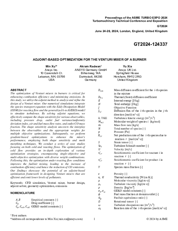 (PDF) GT2024-124337 Adjoint Solver Based Shape Optimization for a ...