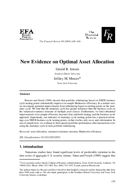 (PDF) New Evidence on Optimal Asset Allocation