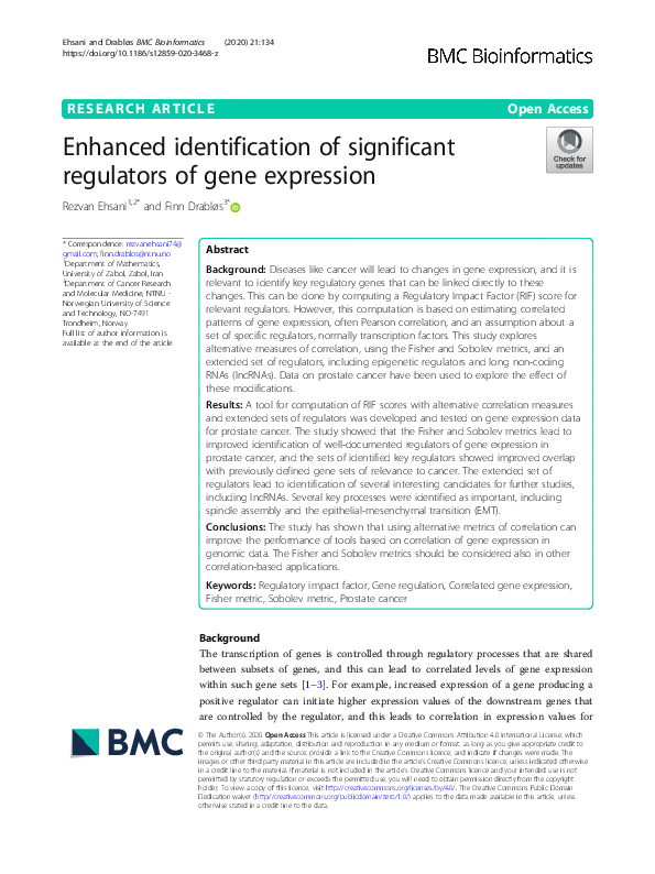 (PDF) Enhanced identification of significant regulators of gene expression