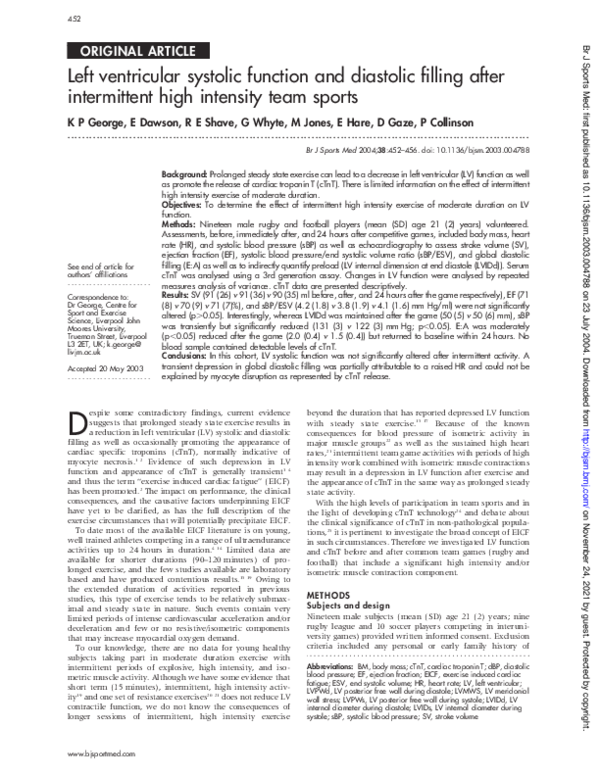 (PDF) Left ventricular systolic function and diastolic filling after ...