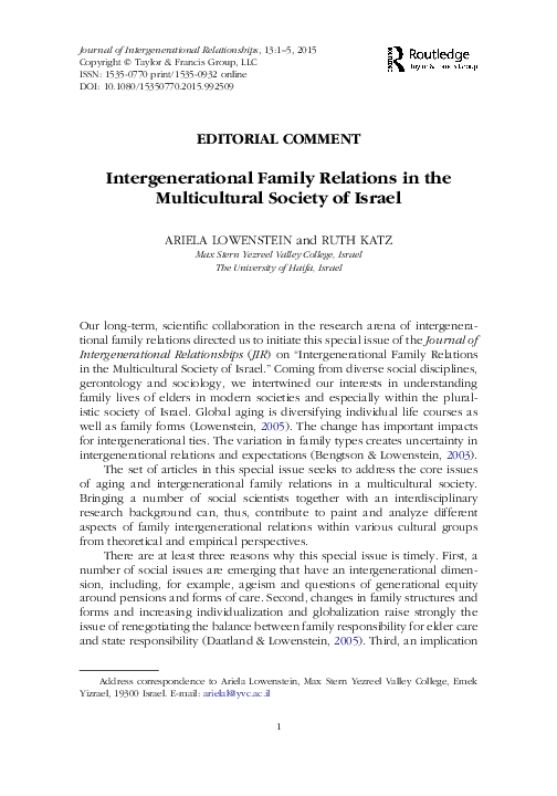 (PDF) Intergenerational Family Relations in the Multicultural Society ...