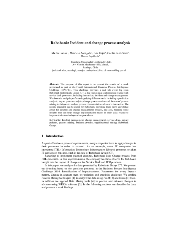 (PDF) Rabobank: Incident and change process analysis