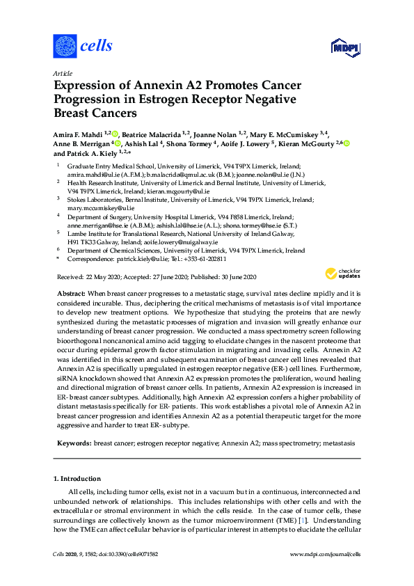 (PDF) Expression of Annexin A2 Promotes Cancer Progression in Estrogen ...