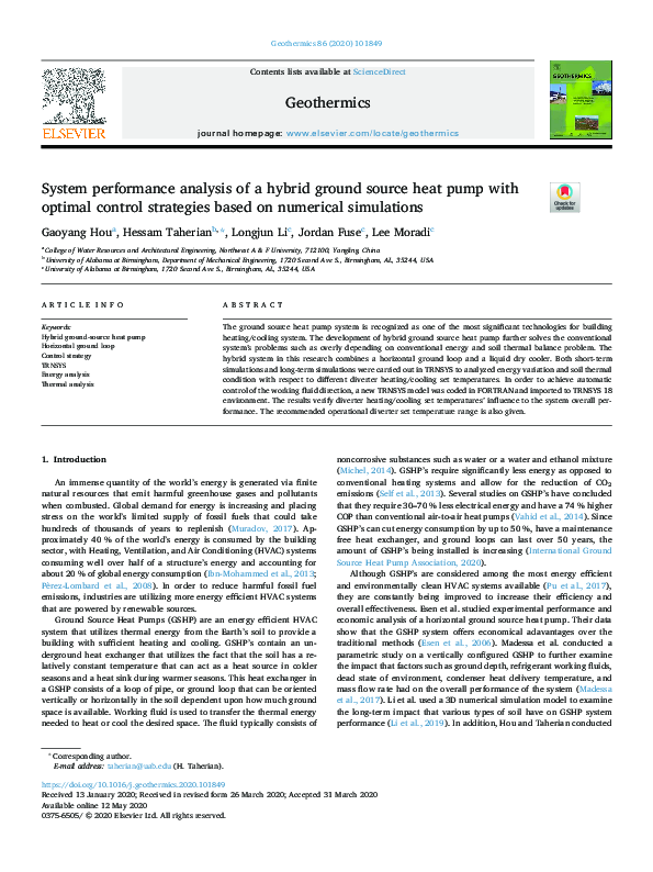 (PDF) System performance analysis of a hybrid ground source heat pump ...